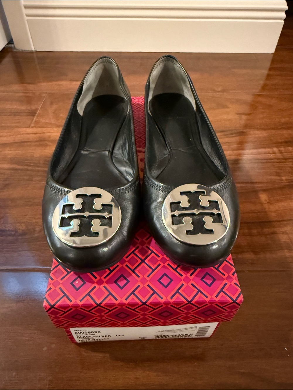 Tory Burch Reva Ballet Flats Black/Silver